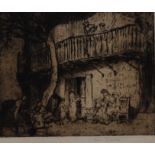 Sir Frank Brangwyn (1867-1956), by and after, Café Cahors, signed, etching,