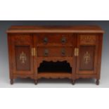 Miniature Furniture - a late Victorian mahogany sideboard,