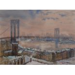 Michael Crawley Winter, Brooklyn, New York signed, titled to verso, watercolour, 28cm x 37.