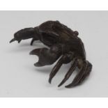 Japanese School (Meiji period), a dark patinated bronze, of a crab,