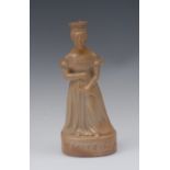 A 19th century Stephen Green, Lambeth brown salt glazed stoneware figural flask, Victoria,