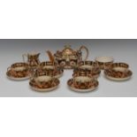 A Royal Crown Derby 2451 pattern boat shaped tea service, for six,