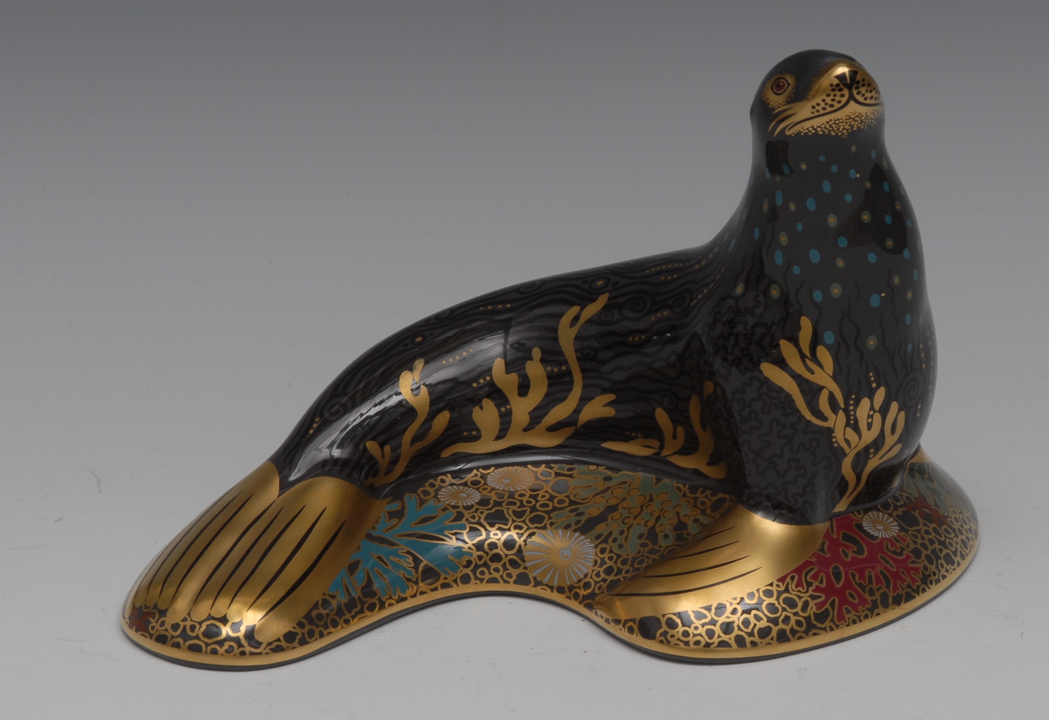 A Royal Crown Derby paperweight, Sea Lion, special edition for Connaught House,