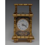 A French Aesthetic Movement gilt brass repeating carriage clock, 5.