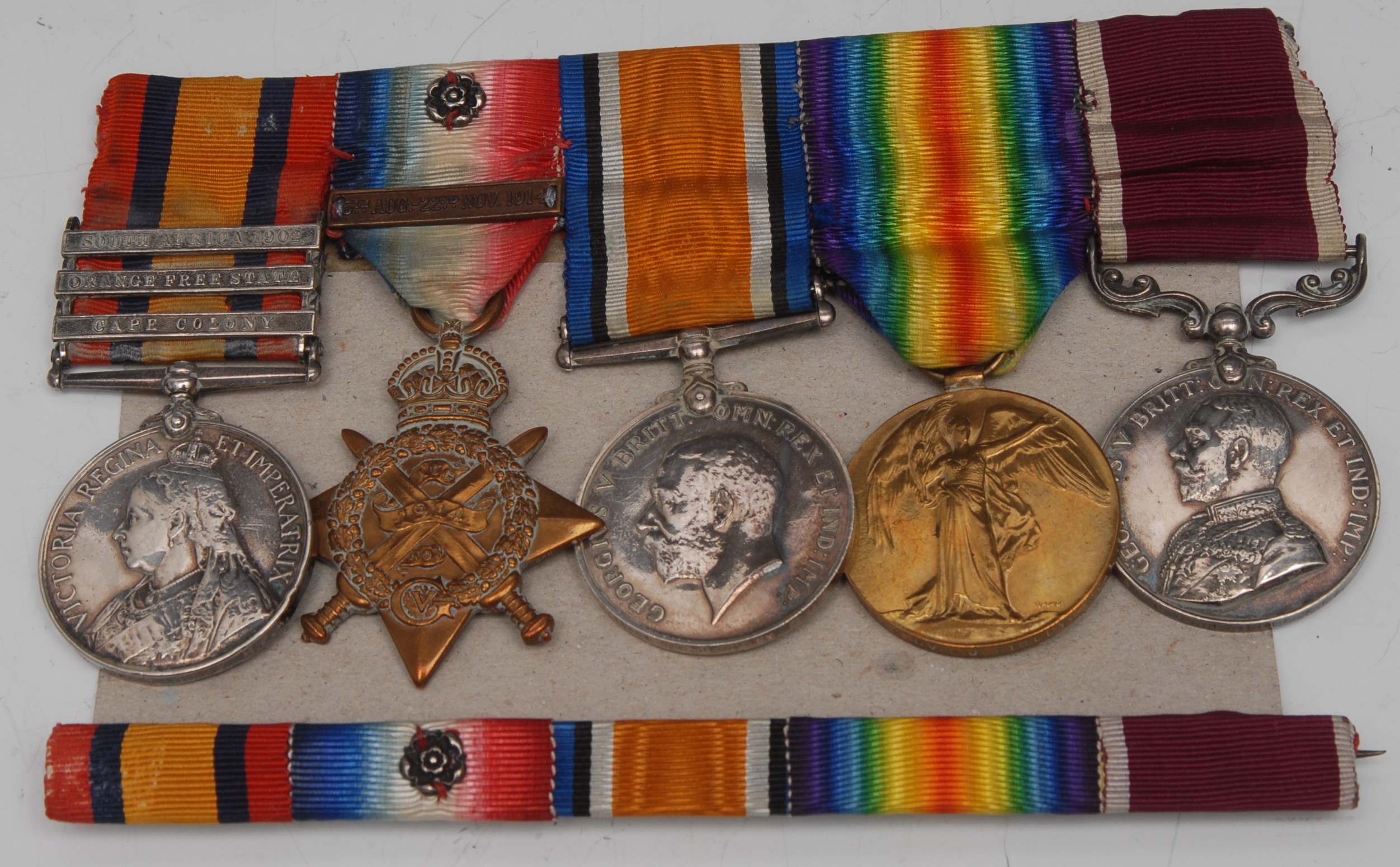 Medals, Local Interest, group of five, Queen's South Africa Medal/three clasps (Cape Cololny,
