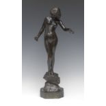 Edward Onslow Ford (1852 - 1901), a dark patinated bronze, of a young nude,