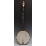 A Dallas five-5 string open back banjo, carved heel, original case, c.