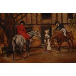 Lill Evans (20th century) Toasting The Hunt signed, oil on canvas,