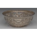 A Neo-Classical silver circular bowl, beaded rim above a pierced side embossed with swags,