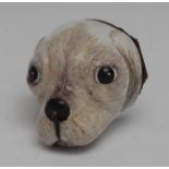 A George III South Staffordshire enamel novelty bonbonniere, as the head of a dog,