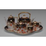 A Royal Crown Derby miniature/toy Imari five-piece tea service,