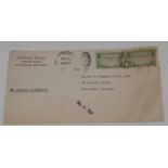 Stamps, LZ 129 Hindenburg, typewritten envelope to England, typewritten Via Airship Hindenburg,