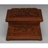 A Cantonese sandalwood rectangular jewel casket,