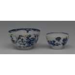 A Worcester miniature Three Flowers pattern bowl, decorated with flowers and foliage,