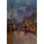 Michael Crawley Place du Marché-aux-Fleurs, Paris signed, titled to verso, watercolour,