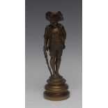 French School (19th century), a patinated bronze, of a young fisherman, he stands,