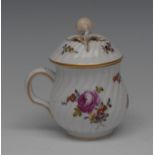 A 19th century Continental spirally fluted custard cup and cover,