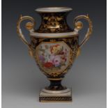 A Derby two-handled pedestal urnular vase,