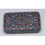 A Russian silver and cloisonne enamel rounded rectangular pocket cheroot case,