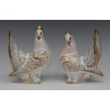 A pair of Royal Crown Derby paperweights, Diamond Jubilee Doves,