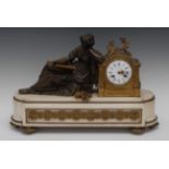 A French Louis-Philippe bronze and carrara marble figural mantel clock,9.