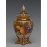 A Royal Worcester pot pourri vase and cover, painted by Maybury, signed,