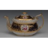 A Chamberlain Worcester boat shaped teapot and cover,