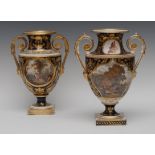 An associated pair of Derby Named View two handled vases, In Cumberland and In Italy,