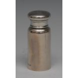 An Edwardian silver cylindrical scent bottle, screw-fitting cover, crested, 7.