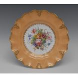 A Royal Crown Derby wavy edge plate, painted by Albert Gregory,