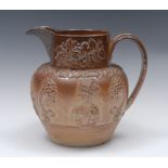 A 19th century Chesterfield brown salt glazed stoneware commemorative jug,