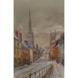 Michael Crawley Winter, Bridge Gate, Derby signed, titled to verso, watercolour,