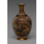 A Royal Worcester bottle vase, painted by Jas Stinton, signed, with pheasants,