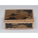 A fine 18th century French gold and lacquer shaped rectangular snuff box,