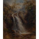 James Gresley (1829-1908) The Cascading Waterfall signed, watercolour,