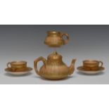 A Royal Worcester tea for two, of bamboo form, comprising teapot and cover,