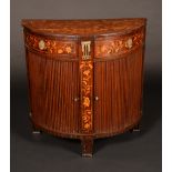 A 19th century Dutch gilt metal mounted mahogany and marquetry demi-lune side cabinet,