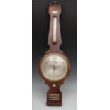 A George IV mahogany wheel barometer, signed to the level Linnell, London,