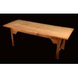 A 19th century French provincial oak and fruitwood rectangular refectory table,