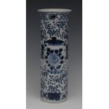 A Chinese blue and white sleeve vase,