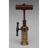 A 19th century rack and pinion corkscrew, side winding handle,