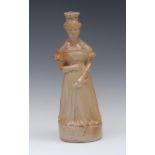 A 19th century Stephen Green, Lambeth brown salt glazed stoneware figural flask, Victoria,