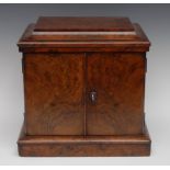 A Victorian burr walnut table top cigar cabinet,