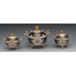 A Chamberlain's Worcester pot pourri garniture, each of flared cylindrical form,