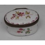 A George III South Staffordshire enamel oval patch or snuff box,