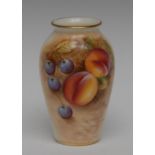 A Royal Worcester slender ovoid vase, painted by Roberts, signed,