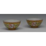 A pair of Chinese yellow ground bowl,