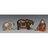 A Royal Crown Derby paperweight, Grizzly Bear, gold stopper, printed mark, boxed; another,