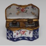 A 19th century French enamel serpentine fronted writing casket,