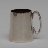 An Anglo-Indian silver miniature tapering cylindrical mug, quite plain, loop handle, 4.